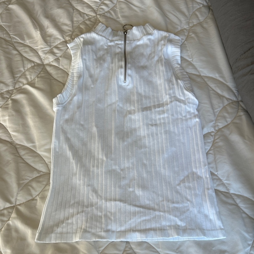 White Sleeveless Top with Zipper